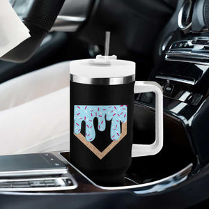 Baseball Ice Cream Dripping Tumbler With Handle Home Plate Drip TS02 Print Your Wear