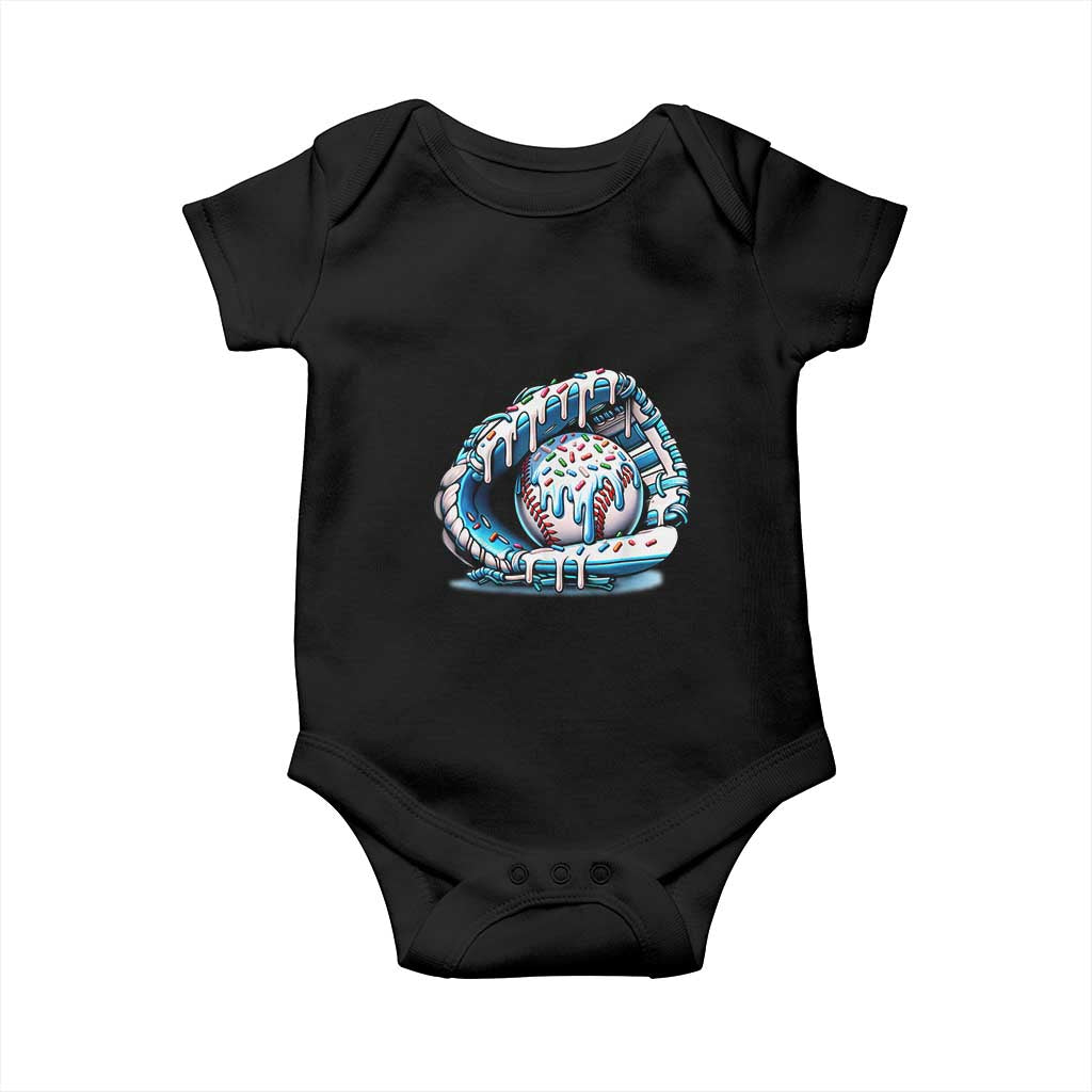 Baseball Drip Sprinkles Ice Cream Baby Onesie Ball and Glove Dripping TS02 Black Print Your Wear