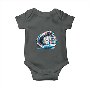 Baseball Drip Sprinkles Ice Cream Baby Onesie Ball and Glove Dripping TS02 Dark Heather Print Your Wear