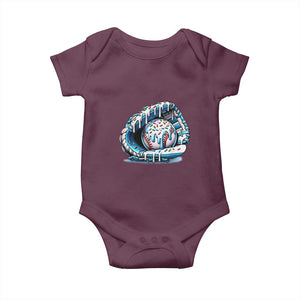 Baseball Drip Sprinkles Ice Cream Baby Onesie Ball and Glove Dripping TS02 Maroon Print Your Wear