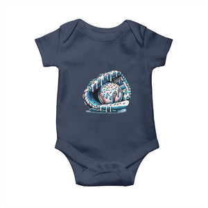 Baseball Drip Sprinkles Ice Cream Baby Onesie Ball and Glove Dripping TS02 Navy Print Your Wear