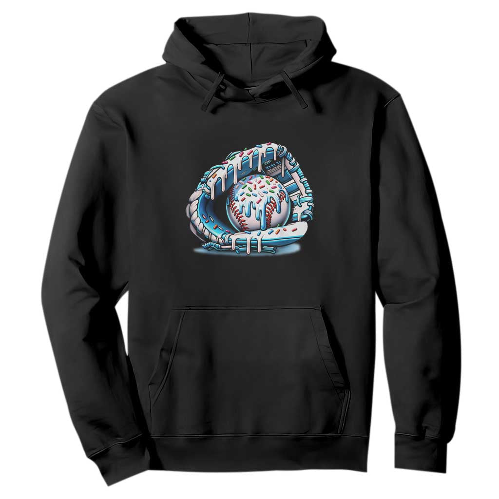 Baseball Drip Sprinkles Ice Cream Hoodie Ball and Glove Dripping TS02 Black Print Your Wear