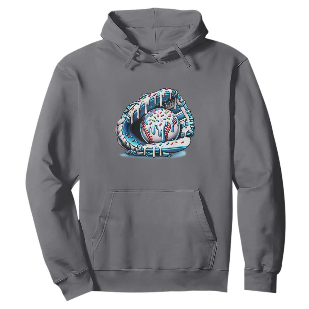 Baseball Drip Sprinkles Ice Cream Hoodie Ball and Glove Dripping TS02 Charcoal Print Your Wear