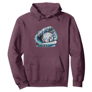 Baseball Drip Sprinkles Ice Cream Hoodie Ball and Glove Dripping TS02 Maroon Print Your Wear
