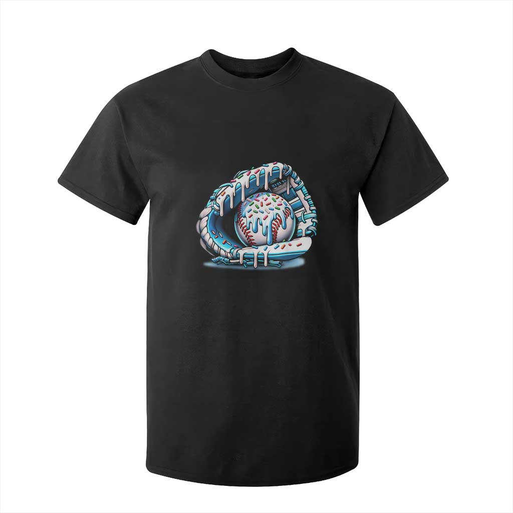 Baseball Drip Sprinkles Ice Cream T Shirt For Kid Ball and Glove Dripping TS02 Black Print Your Wear