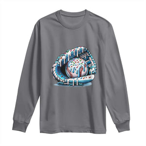 Baseball Drip Sprinkles Ice Cream Long Sleeve Shirt Ball and Glove Dripping TS02 Charcoal Print Your Wear