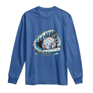 Baseball Drip Sprinkles Ice Cream Long Sleeve Shirt Ball and Glove Dripping TS02 Royal Blue Print Your Wear