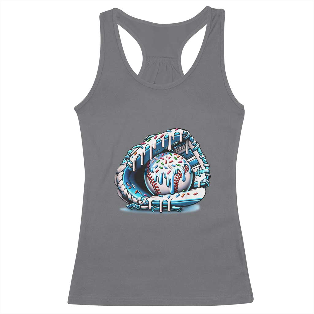 Baseball Drip Sprinkles Ice Cream Racerback Tank Top Ball and Glove Dripping TS02 Charcoal Print Your Wear