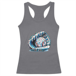 Baseball Drip Sprinkles Ice Cream Racerback Tank Top Ball and Glove Dripping TS02 Charcoal Print Your Wear