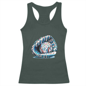Baseball Drip Sprinkles Ice Cream Racerback Tank Top Ball and Glove Dripping TS02 Dark Forest Green Print Your Wear