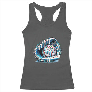 Baseball Drip Sprinkles Ice Cream Racerback Tank Top Ball and Glove Dripping TS02 Dark Heather Print Your Wear