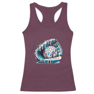 Baseball Drip Sprinkles Ice Cream Racerback Tank Top Ball and Glove Dripping TS02 Maroon Print Your Wear