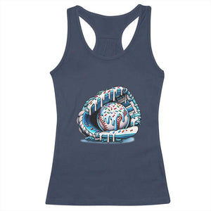 Baseball Drip Sprinkles Ice Cream Racerback Tank Top Ball and Glove Dripping TS02 Navy Print Your Wear