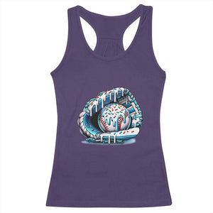 Baseball Drip Sprinkles Ice Cream Racerback Tank Top Ball and Glove Dripping TS02 Purple Print Your Wear
