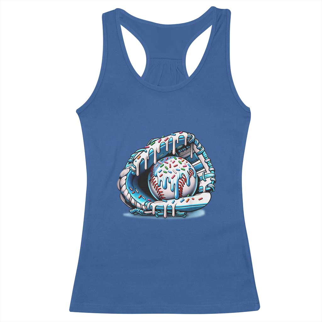 Baseball Drip Sprinkles Ice Cream Racerback Tank Top Ball and Glove Dripping TS02 Royal Blue Print Your Wear