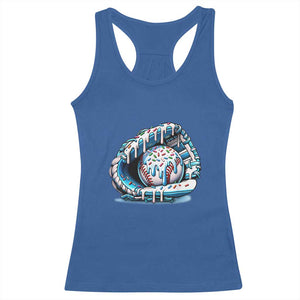 Baseball Drip Sprinkles Ice Cream Racerback Tank Top Ball and Glove Dripping TS02 Royal Blue Print Your Wear