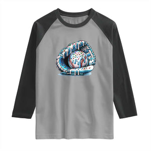 Baseball Drip Sprinkles Ice Cream Raglan Shirt Ball and Glove Dripping TS02 Sport Gray Black Print Your Wear