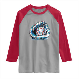 Baseball Drip Sprinkles Ice Cream Raglan Shirt Ball and Glove Dripping TS02 Sport Gray Red Print Your Wear