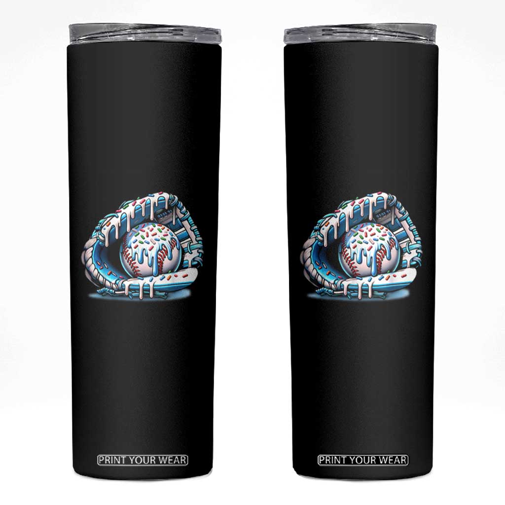 Baseball Drip Sprinkles Ice Cream Skinny Tumbler Ball and Glove Dripping TS02 Black Print Your Wear