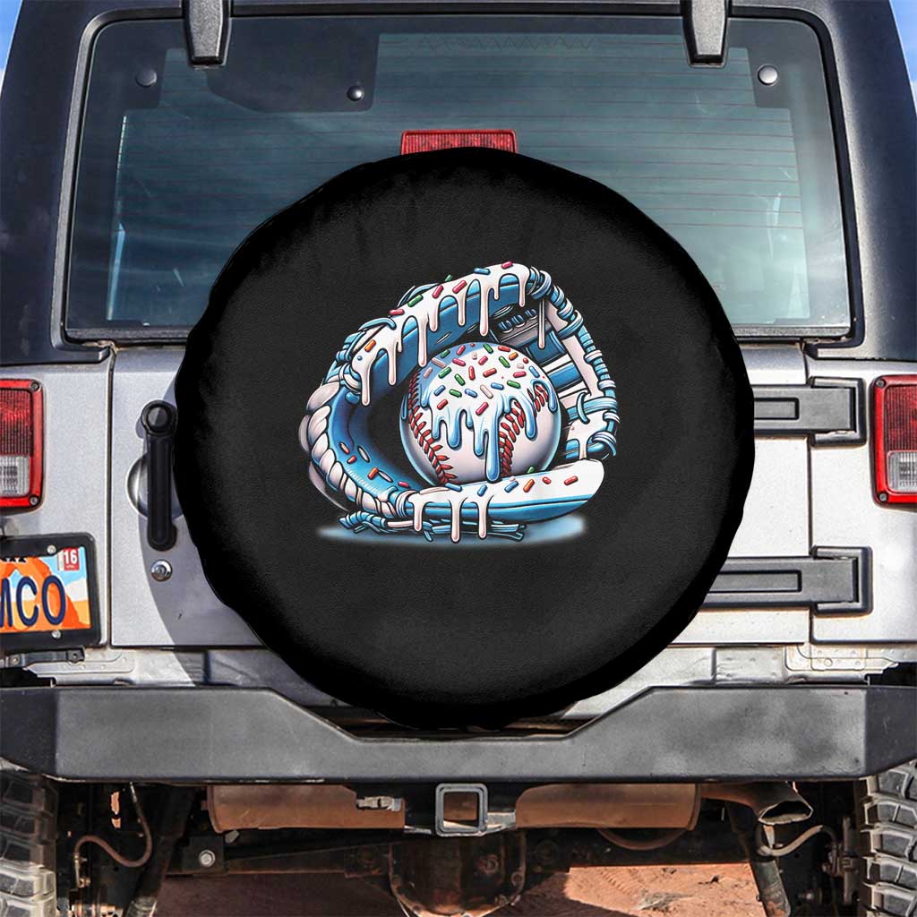 Baseball Drip Sprinkles Ice Cream Spare Tire Cover Ball and Glove Dripping TS02 No hole Black Print Your Wear