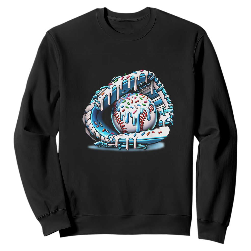 Baseball Drip Sprinkles Ice Cream Sweatshirt Ball and Glove Dripping TS02 Black Print Your Wear