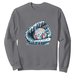 Baseball Drip Sprinkles Ice Cream Sweatshirt Ball and Glove Dripping TS02 Charcoal Print Your Wear