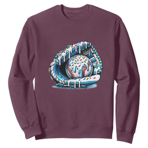 Baseball Drip Sprinkles Ice Cream Sweatshirt Ball and Glove Dripping TS02 Maroon Print Your Wear