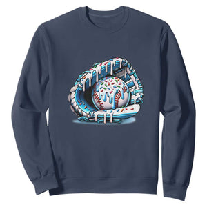 Baseball Drip Sprinkles Ice Cream Sweatshirt Ball and Glove Dripping TS02 Navy Print Your Wear
