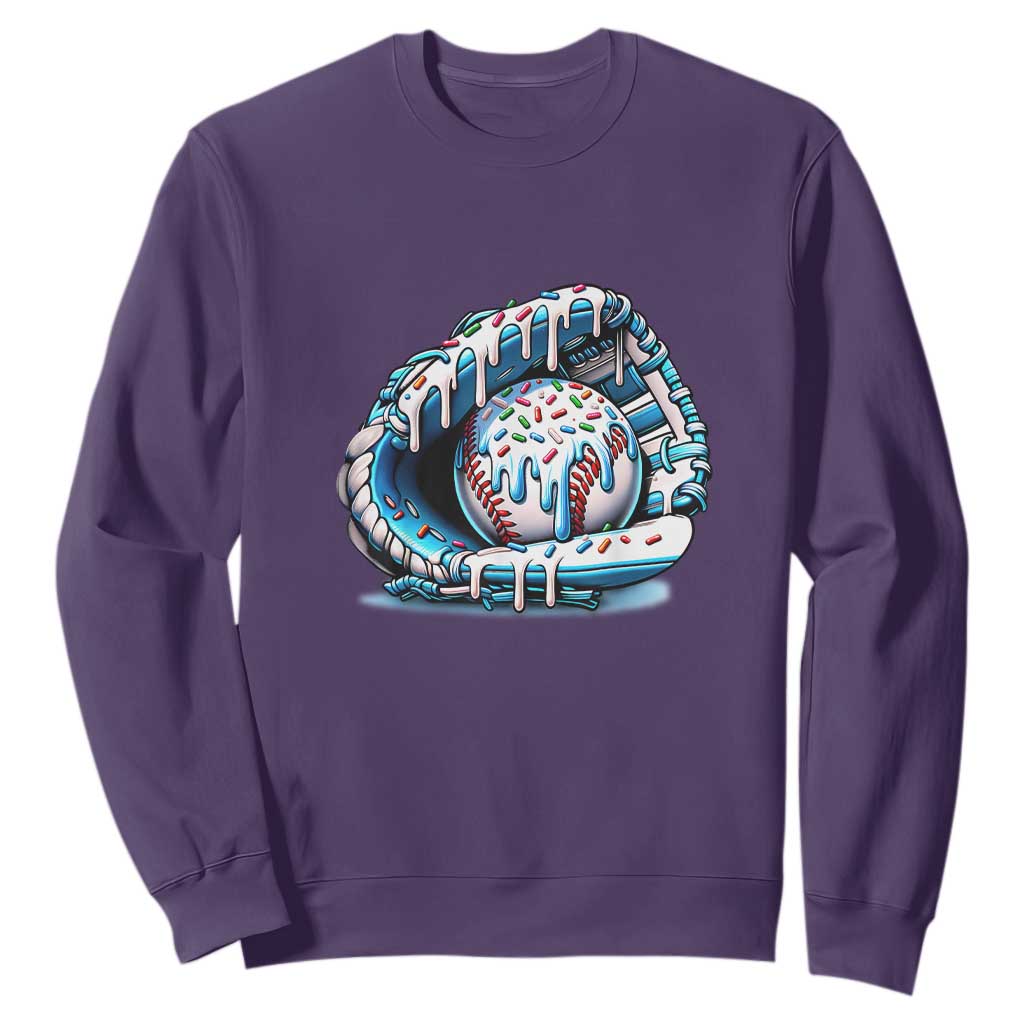 Baseball Drip Sprinkles Ice Cream Sweatshirt Ball and Glove Dripping TS02 Purple Print Your Wear