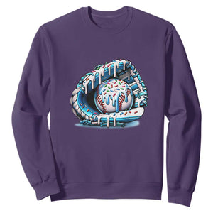 Baseball Drip Sprinkles Ice Cream Sweatshirt Ball and Glove Dripping TS02 Purple Print Your Wear