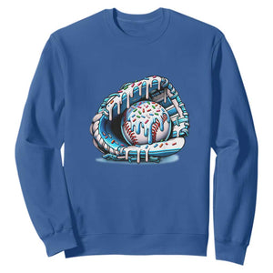 Baseball Drip Sprinkles Ice Cream Sweatshirt Ball and Glove Dripping TS02 Royal Blue Print Your Wear