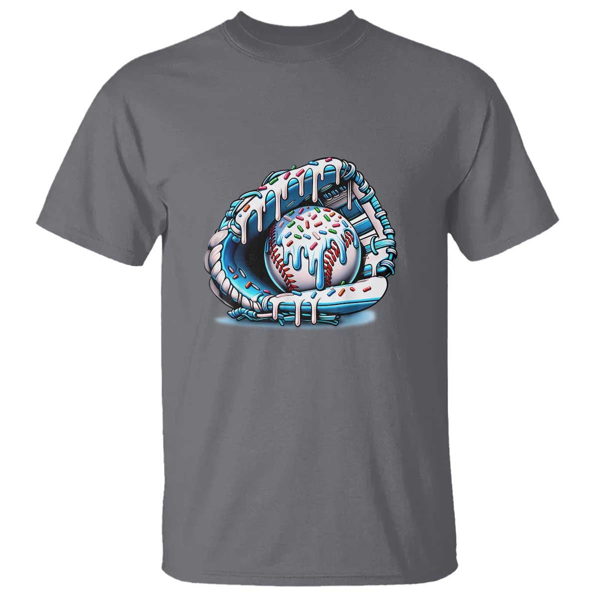 Baseball Drip Sprinkles Ice Cream T Shirt Ball and Glove Dripping TS02 Charcoal Print Your Wear