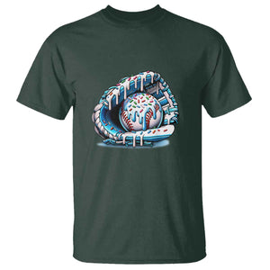 Baseball Drip Sprinkles Ice Cream T Shirt Ball and Glove Dripping TS02 Dark Forest Green Print Your Wear