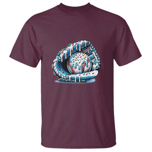 Baseball Drip Sprinkles Ice Cream T Shirt Ball and Glove Dripping TS02 Maroon Print Your Wear