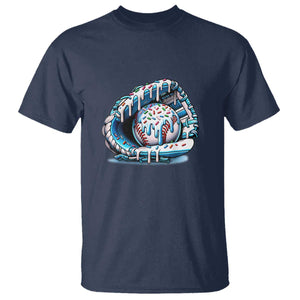 Baseball Drip Sprinkles Ice Cream T Shirt Ball and Glove Dripping TS02 Navy Print Your Wear