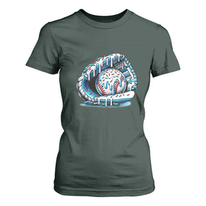 Baseball Drip Sprinkles Ice Cream T Shirt For Women Ball and Glove Dripping TS02 Dark Forest Green Print Your Wear
