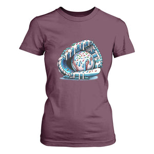 Baseball Drip Sprinkles Ice Cream T Shirt For Women Ball and Glove Dripping TS02 Maroon Print Your Wear