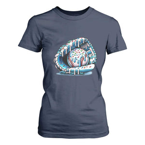 Baseball Drip Sprinkles Ice Cream T Shirt For Women Ball and Glove Dripping TS02 Navy Print Your Wear