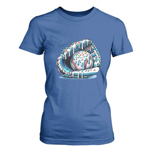 Baseball Drip Sprinkles Ice Cream T Shirt For Women Ball and Glove Dripping TS02 Royal Blue Print Your Wear