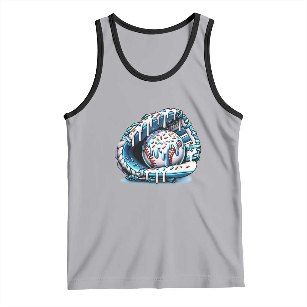 Baseball Drip Sprinkles Ice Cream Tank Top Ball and Glove Dripping TS02 Athletic Heather Black Print Your Wear