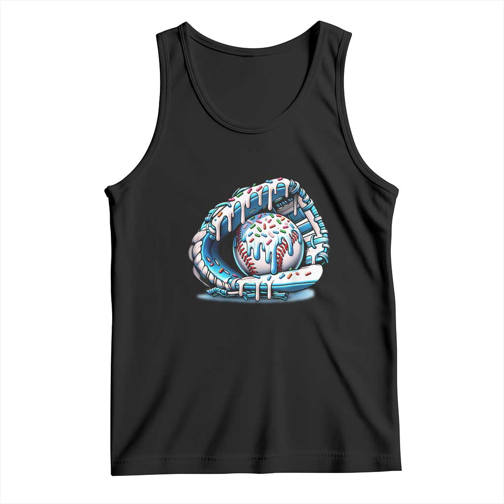 Baseball Drip Sprinkles Ice Cream Tank Top Ball and Glove Dripping TS02 Black Print Your Wear