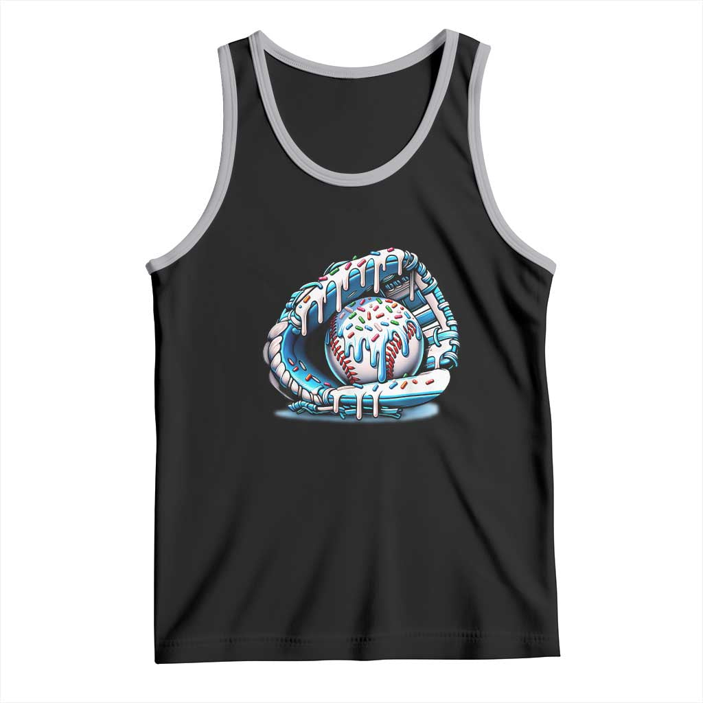 Baseball Drip Sprinkles Ice Cream Tank Top Ball and Glove Dripping TS02 Black Athletic Heather Print Your Wear