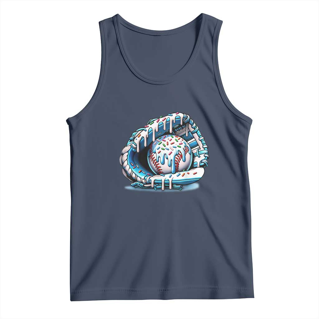 Baseball Drip Sprinkles Ice Cream Tank Top Ball and Glove Dripping TS02 Navy Print Your Wear