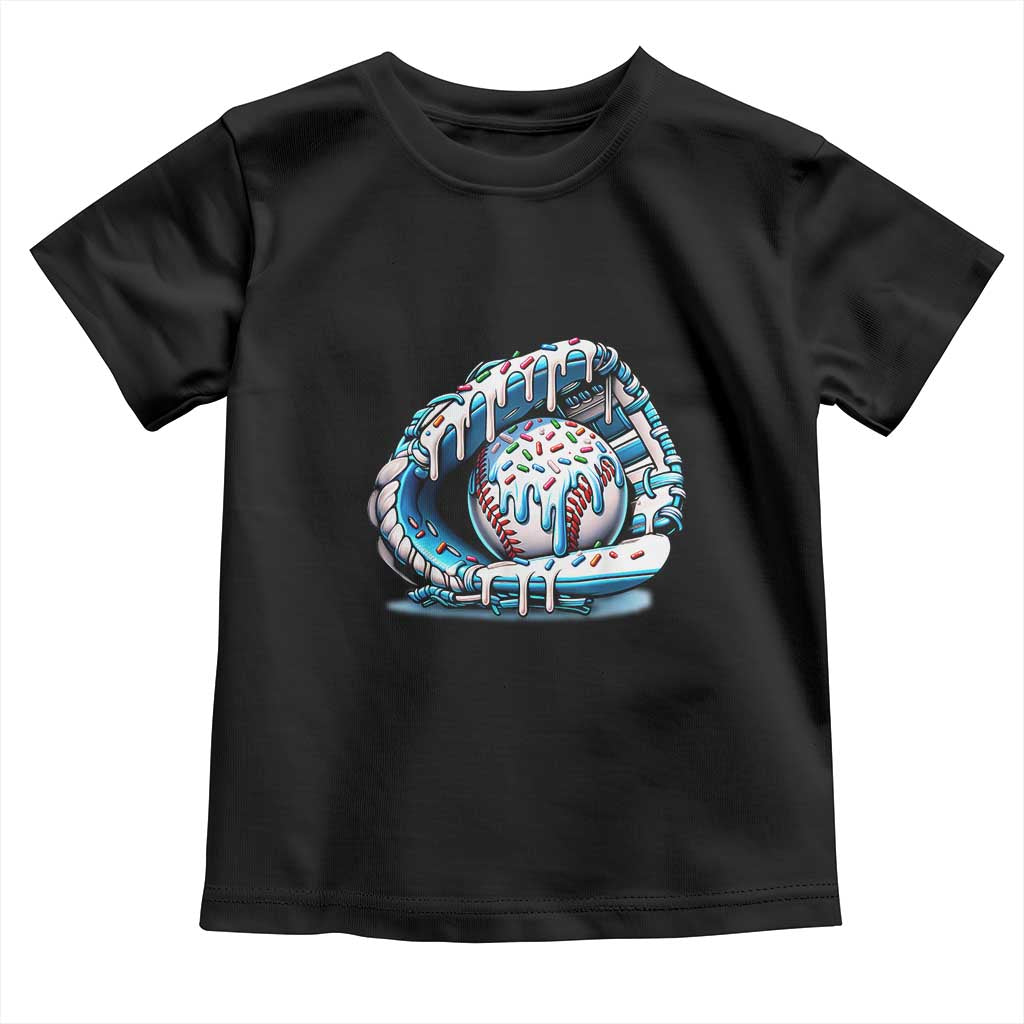 Baseball Drip Sprinkles Ice Cream Toddler T Shirt Ball and Glove Dripping TS02 Black Print Your Wear