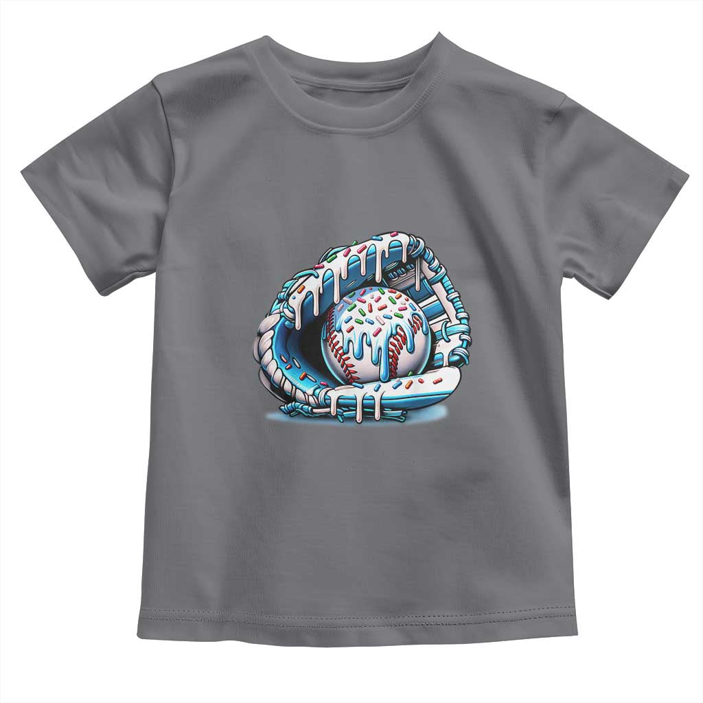 Baseball Drip Sprinkles Ice Cream Toddler T Shirt Ball and Glove Dripping TS02 Charcoal Print Your Wear