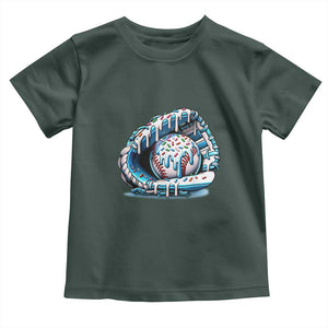 Baseball Drip Sprinkles Ice Cream Toddler T Shirt Ball and Glove Dripping TS02 Dark Forest Green Print Your Wear