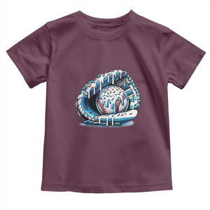 Baseball Drip Sprinkles Ice Cream Toddler T Shirt Ball and Glove Dripping TS02 Maroon Print Your Wear