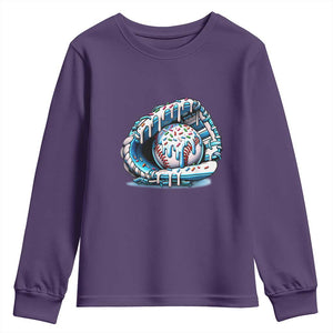 Baseball Drip Sprinkles Ice Cream Youth Sweatshirt Ball and Glove Dripping TS02 Purple Print Your Wear