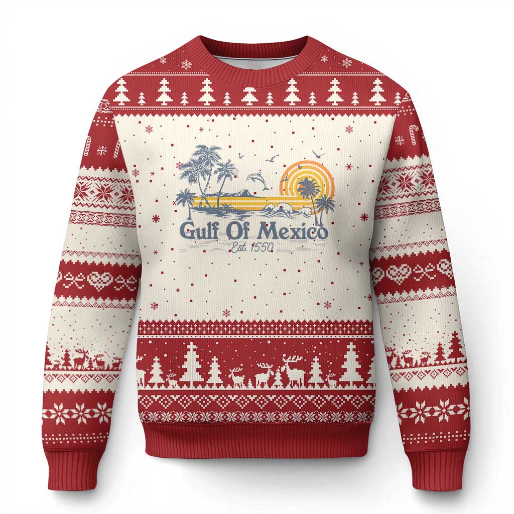 Vintage Gulf of Mexico Est 1550 Ugly Christmas Sweater Golfo De Mexico TS02 Beige Red Print Your Wear