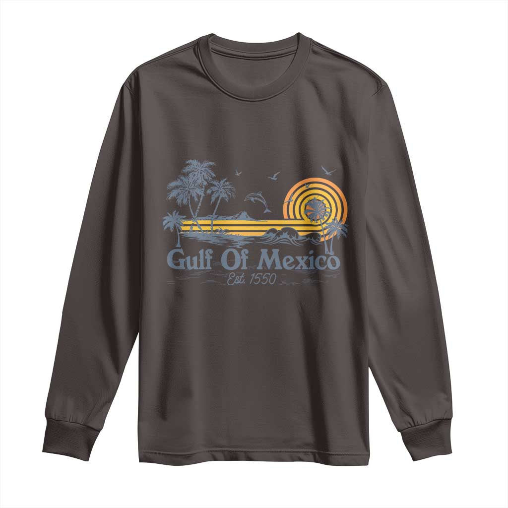 Vintage Gulf of Mexico Est 1550 Long Sleeve Shirt Golfo De Mexico TS02 Dark Chocolate Print Your Wear